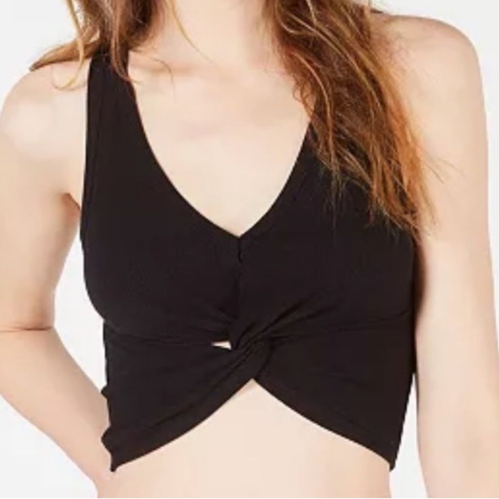 FP Movement by Free People Black Twist-Front Crop Top